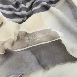 E.Marinella Sciarpe Invernali|STOLA BEIGE IN CASHMERE Collezione floreale