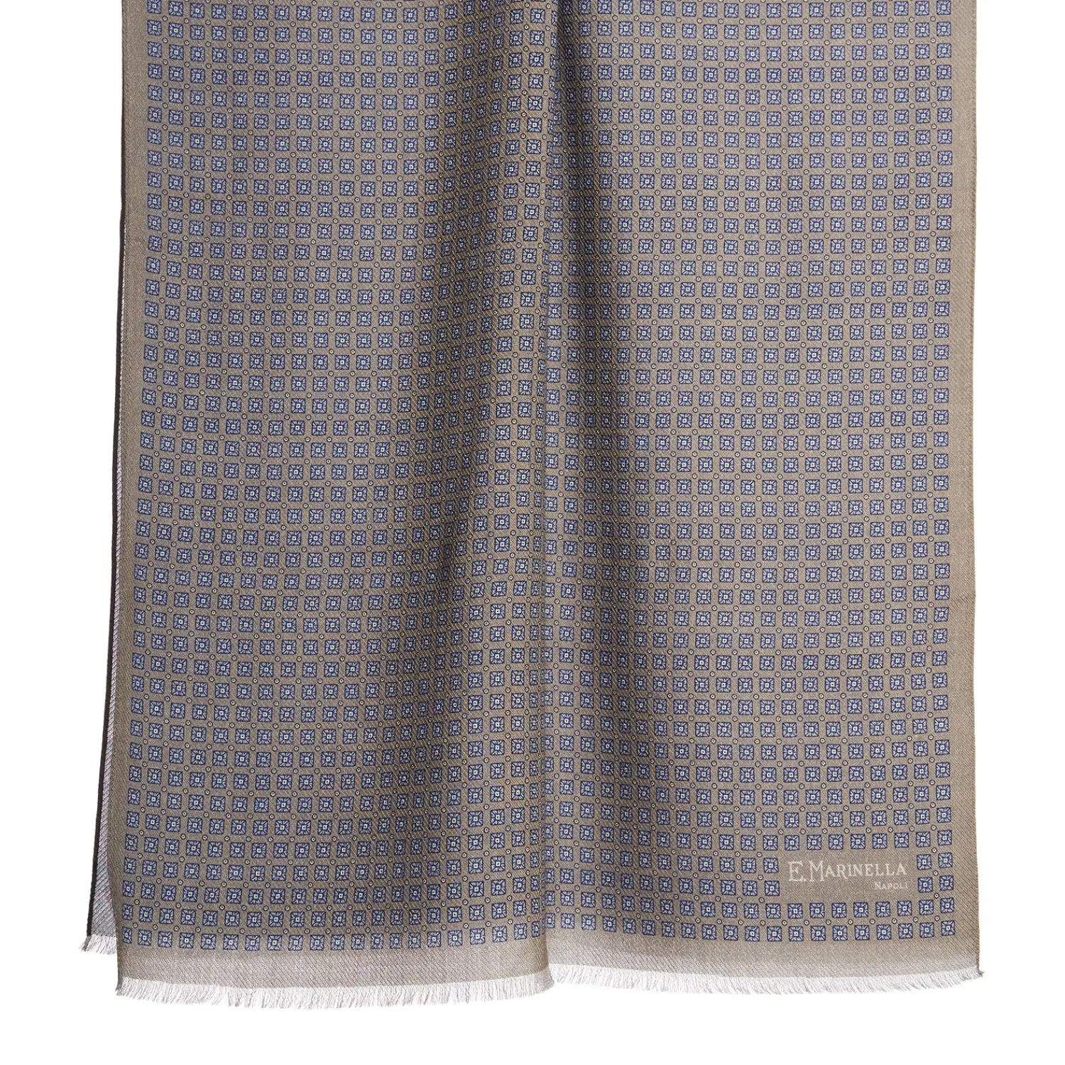 E.Marinella Sciarpe Invernali|STOLA BEIGE In lana con decorazioni floreali