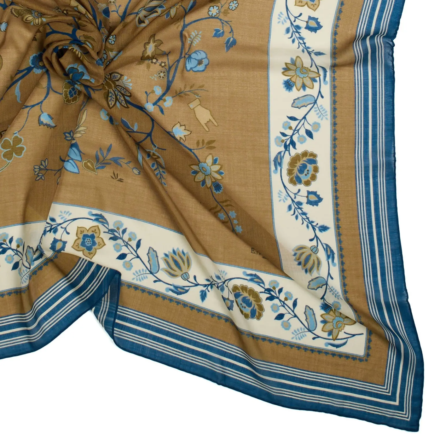 E.Marinella Sciarpe Invernali|STOLA BEIGE 140 IN LANA E CASHMERE Albero della vita