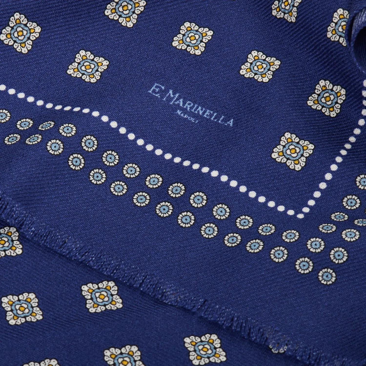 E.Marinella Sciarpe Invernali|STOLA BLUE IN LANA Decorazioni floreali