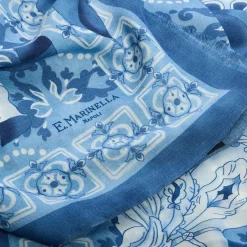 E.Marinella Sciarpe Invernali|STOLA BLU IN CASHMERE Collezione elefanti
