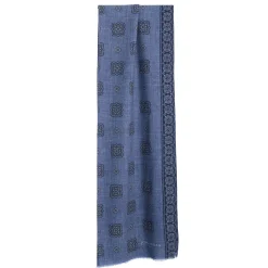 E.Marinella Sciarpe Invernali|STOLA BLUIn lana con decorazioni floreali