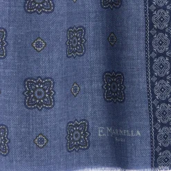 E.Marinella Sciarpe Invernali|STOLA BLUIn lana con decorazioni floreali