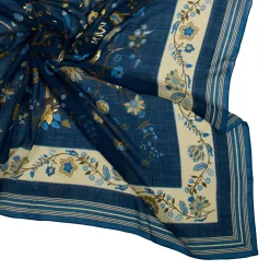 E.Marinella Sciarpe Invernali|STOLA BLU 140 IN LANA E CASHMERE Albero della vita