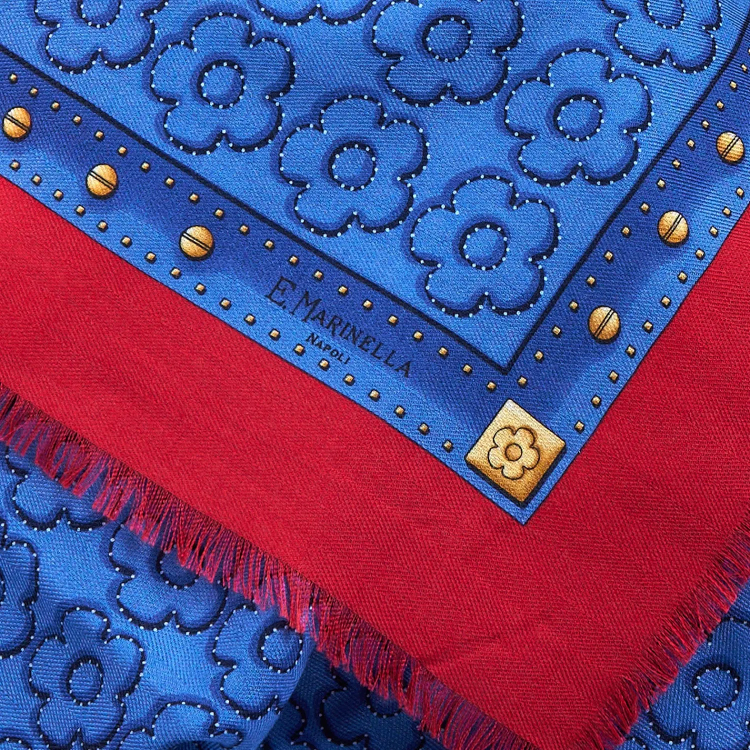 E.Marinella Sciarpe Invernali|STOLA BLU 115 IN LANA SETA E CASHMERE Fiori d’archivio