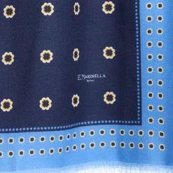 E.Marinella Sciarpe Invernali|STOLA BLU SCURO IN LANA Decorazioni floreali