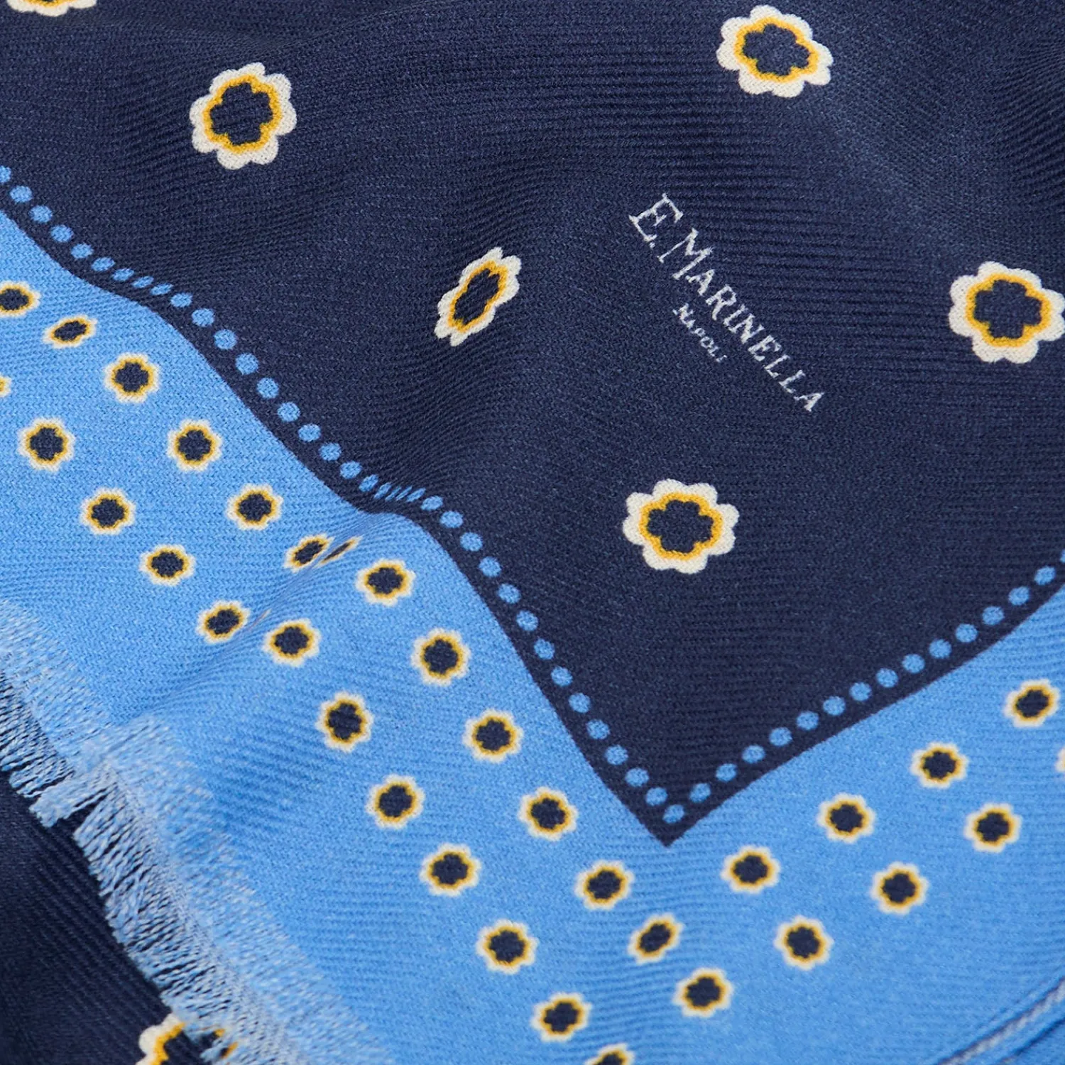 E.Marinella Sciarpe Invernali|STOLA BLU SCURO IN LANA Decorazioni floreali