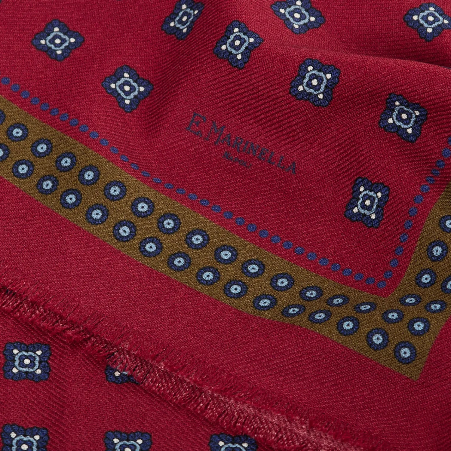 E.Marinella Sciarpe Invernali|STOLA BORDEAUX IN LANA Decorazioni floreali