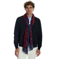 E.Marinella Sciarpe Invernali|STOLA BORDEAUX IN LANA Decorazioni floreali