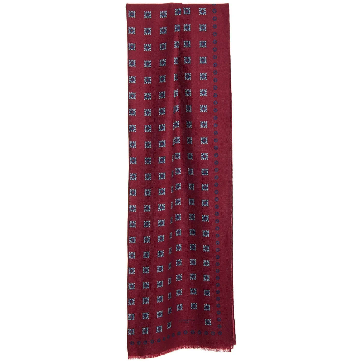 E.Marinella Sciarpe Invernali|STOLA BORDEAUX IN LANA Decorazioni floreali