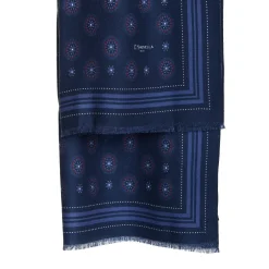 E.Marinella Sciarpe Invernali|STOLA DARK BLUE IN LANA Decorazioni floreali