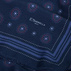 E.Marinella Sciarpe Invernali|STOLA DARK BLUE IN LANA Decorazioni floreali