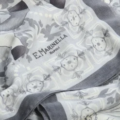 E.Marinella Sciarpe Invernali|STOLA GRIGIA IN CASHMERE Collezione elefanti