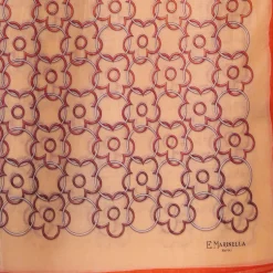 E.Marinella Sciarpe Estive|STOLA IN VOILE DI COTONE E SETA ARANCIONE Fiore monogram 100
