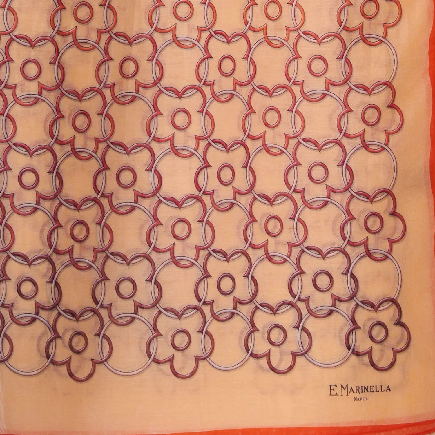 E.Marinella Sciarpe Estive|STOLA IN VOILE DI COTONE E SETA ARANCIONE Fiore monogram 100