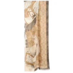 E.Marinella Sciarpe Invernali|STOLA MARRONE IN CASHMERE Collezione elefanti