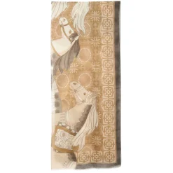 E.Marinella Sciarpe Invernali|STOLA MARRONE IN CASHMERE Collezione elefanti