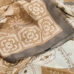 E.Marinella Sciarpe Invernali|STOLA MARRONE IN CASHMERE Collezione elefanti