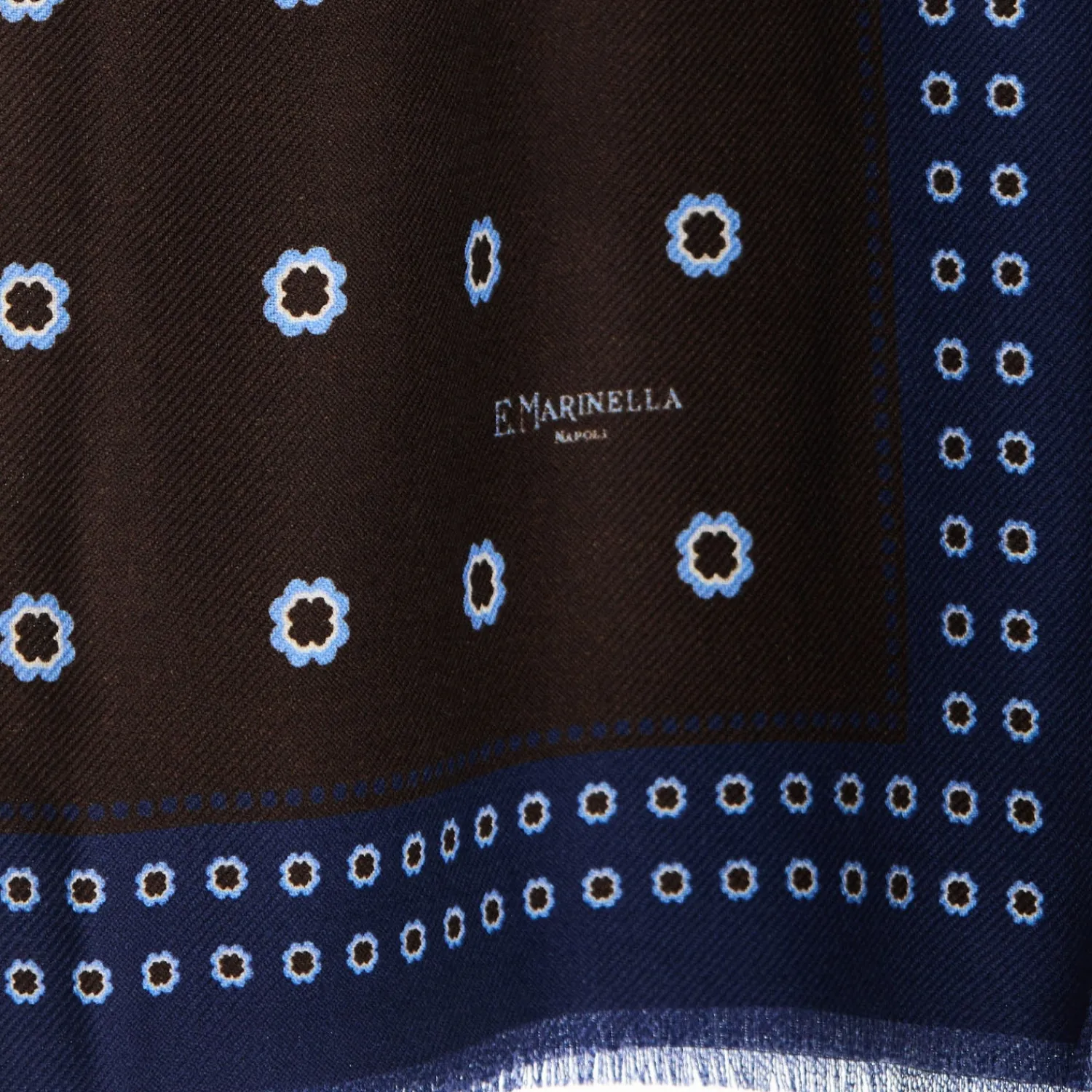 E.Marinella Sciarpe Invernali|STOLA MARRONE SCURO IN LANA Decorazioni floreali