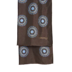 E.Marinella Sciarpe In Seta|STOLA MARRONE SCURO IN SETA MADDER Collezione floreale
