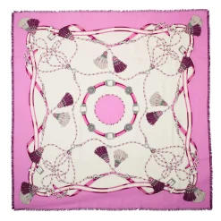E.Marinella Sciarpe Invernali|Sciarpe In Seta|STOLA ROSA 115 IN LANA, SETA E CASHMERE Nappine e chiavi