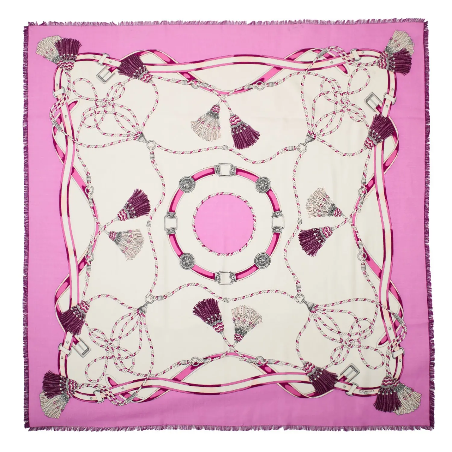 E.Marinella Sciarpe Invernali|Sciarpe In Seta|STOLA ROSA 115 IN LANA, SETA E CASHMERE Nappine e chiavi
