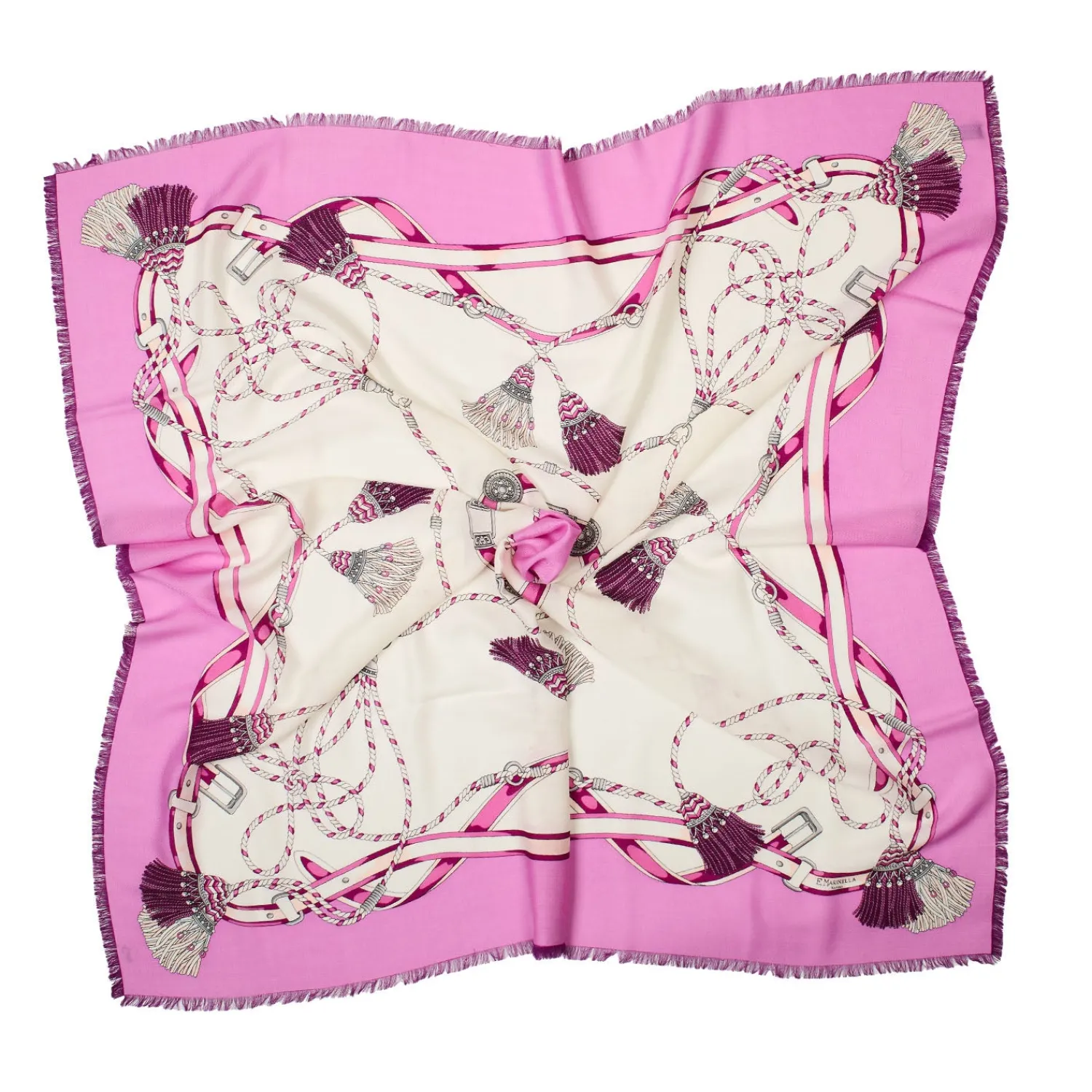 E.Marinella Sciarpe Invernali|Sciarpe In Seta|STOLA ROSA 115 IN LANA, SETA E CASHMERE Nappine e chiavi