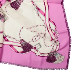 E.Marinella Sciarpe Invernali|Sciarpe In Seta|STOLA ROSA 115 IN LANA, SETA E CASHMERE Nappine e chiavi