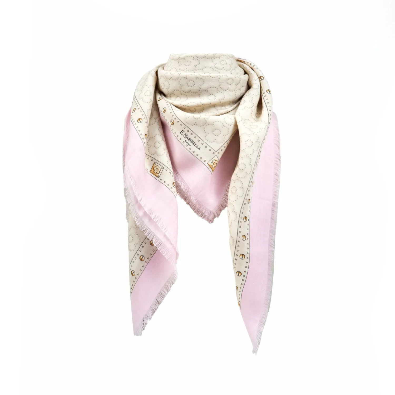 E.Marinella Sciarpe Invernali|STOLA ROSA 115 IN LANA, SETA E CASHMERE Fiori d’archivio