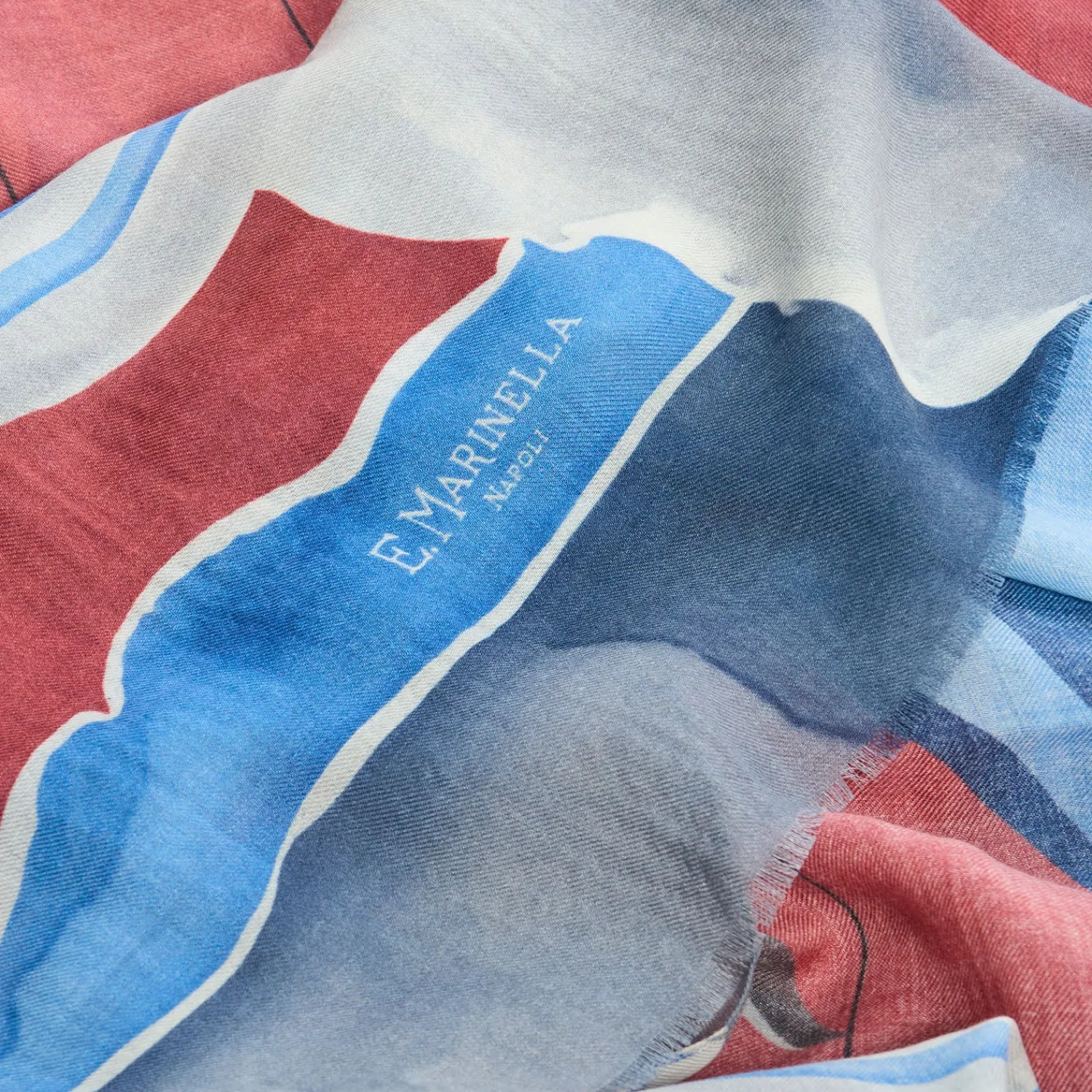 E.Marinella Sciarpe Invernali|STOLA ROSSA IN CASHMERE Collezione mongolfiere