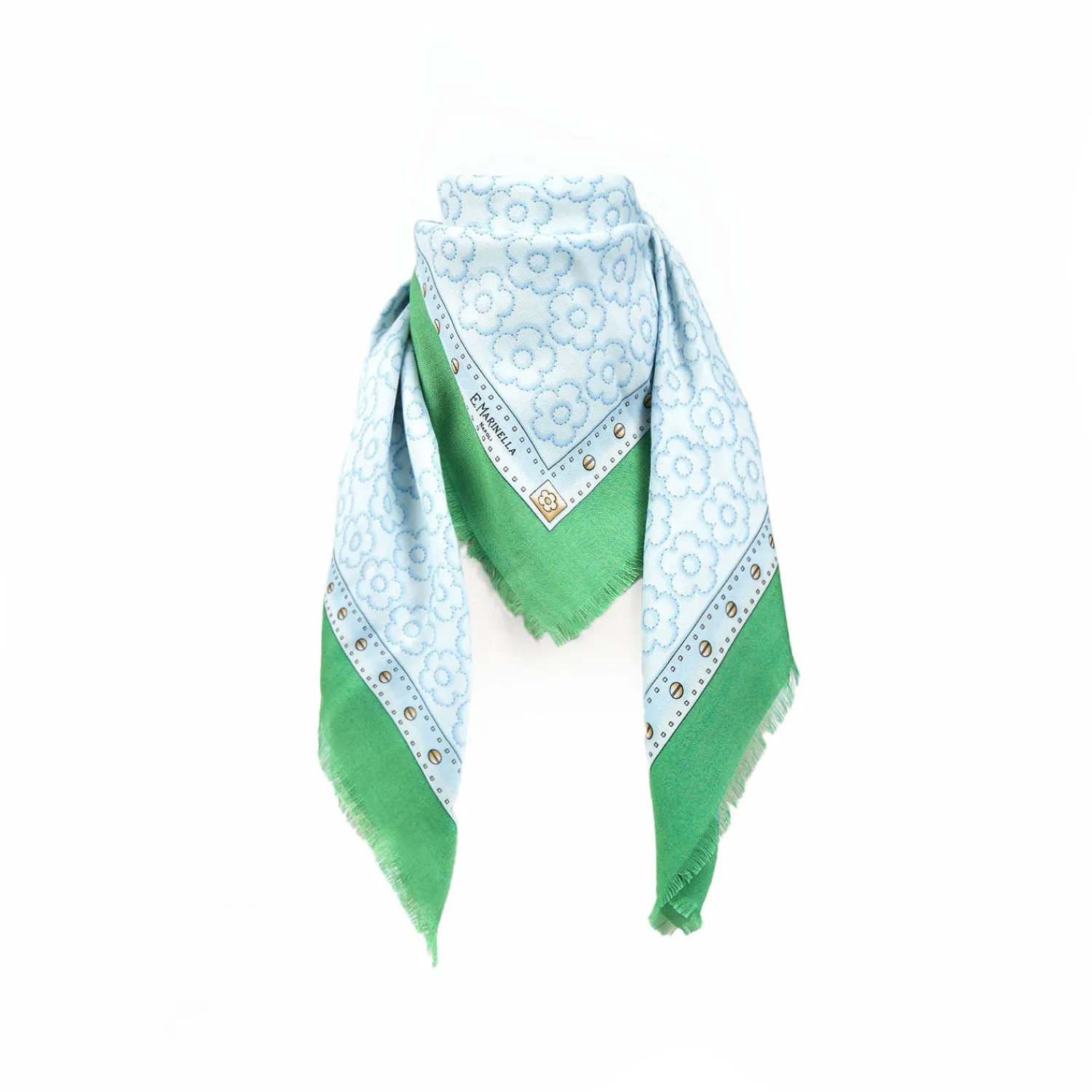 E.Marinella Sciarpe Invernali|STOLA VERDE 115 IN LANA, SETA E CASHMERE Fiori d’archivio