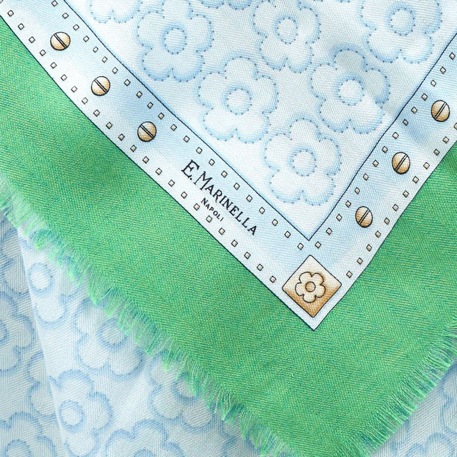 E.Marinella Sciarpe Invernali|STOLA VERDE 115 IN LANA, SETA E CASHMERE Fiori d’archivio