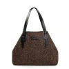 E.Marinella Tote Bag|TOTE BAG MARRONE E NERA In lana e pelle martellata
