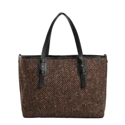 E.Marinella Tote Bag|TOTE BAG MARRONE E NERA In lana e pelle martellata