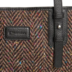 E.Marinella Tote Bag|TOTE BAG MARRONE E NERA In lana e pelle martellata