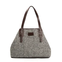 E.Marinella Tote Bag|TOTE BAG MARRONE In lana e pelle martellata