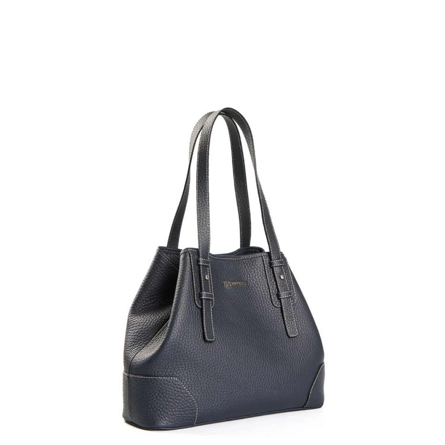 E.Marinella Tote Bag|TOTE BAG MIDI BLU SCURO In pelle martellata