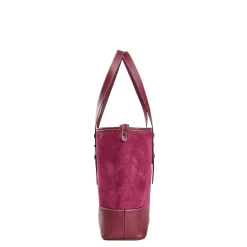 E.Marinella Tote Bag|TOTE BAG MIDI BORDEAUX In suede e pelle