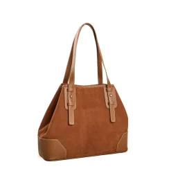 E.Marinella Tote Bag|TOTE BAG MIDI COLOR CUOIO In suede e pelle