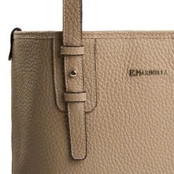 E.Marinella Tote Bag|TOTE BAG MIDI COLOR TORTORA In pelle martellata