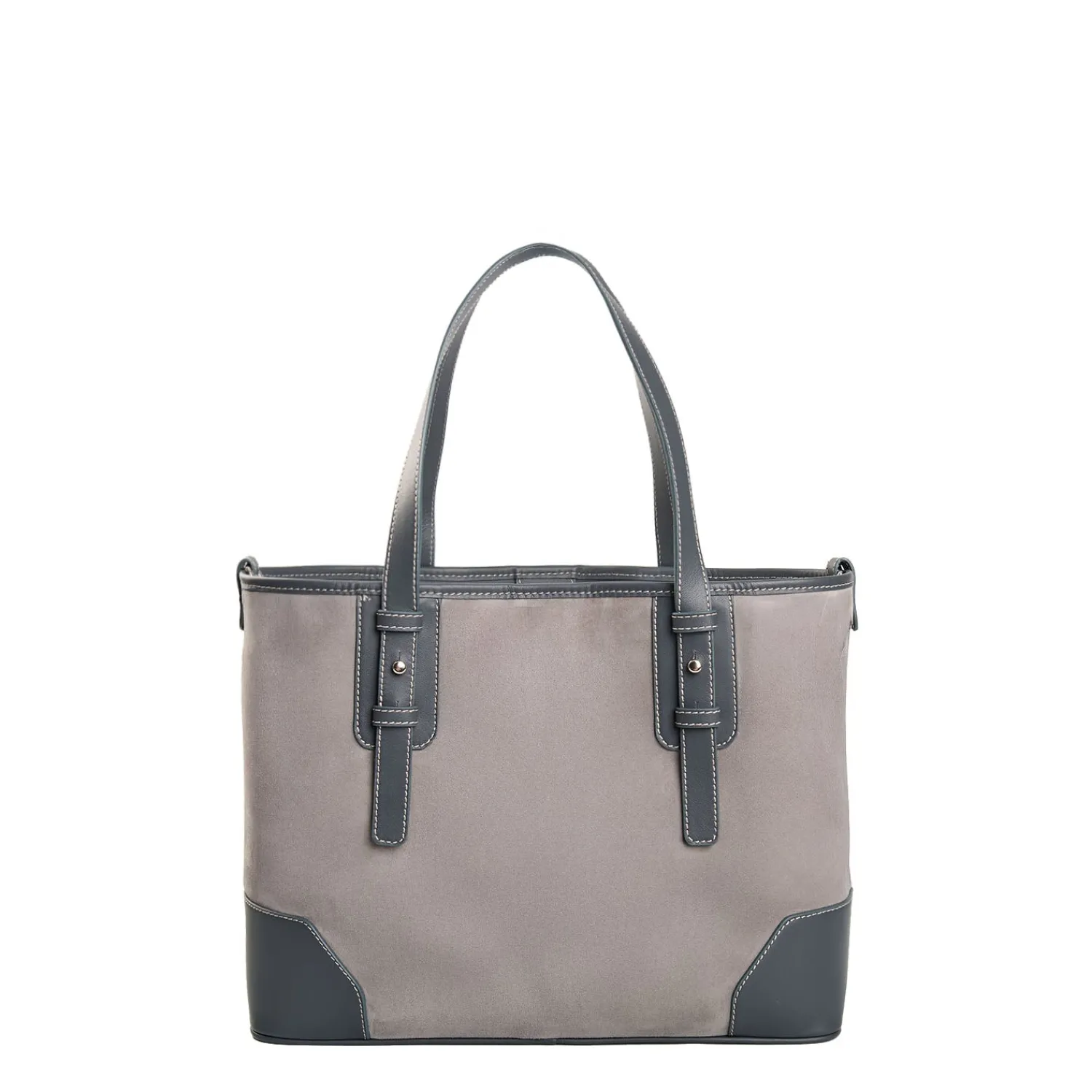 E.Marinella Tote Bag|TOTE BAG MIDI GRIGIA In suede e pelle