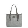 E.Marinella Tote Bag|TOTE BAG MIDI GRIGIO CHIARO In lana e pelle