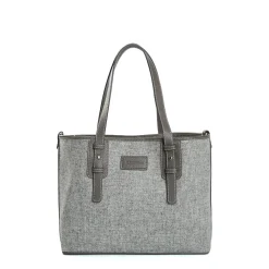 E.Marinella Tote Bag|TOTE BAG MIDI GRIGIO CHIARO In lana e pelle