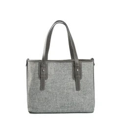 E.Marinella Tote Bag|TOTE BAG MIDI GRIGIO CHIARO In lana e pelle