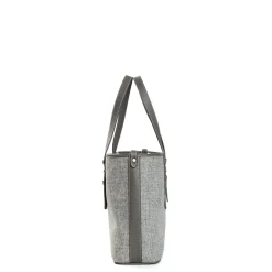 E.Marinella Tote Bag|TOTE BAG MIDI GRIGIO CHIARO In lana e pelle
