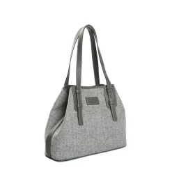 E.Marinella Tote Bag|TOTE BAG MIDI GRIGIO CHIARO In lana e pelle