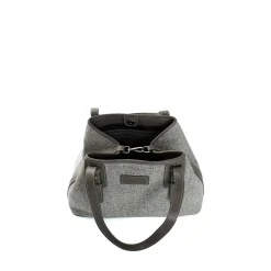 E.Marinella Tote Bag|TOTE BAG MIDI GRIGIO CHIARO In lana e pelle