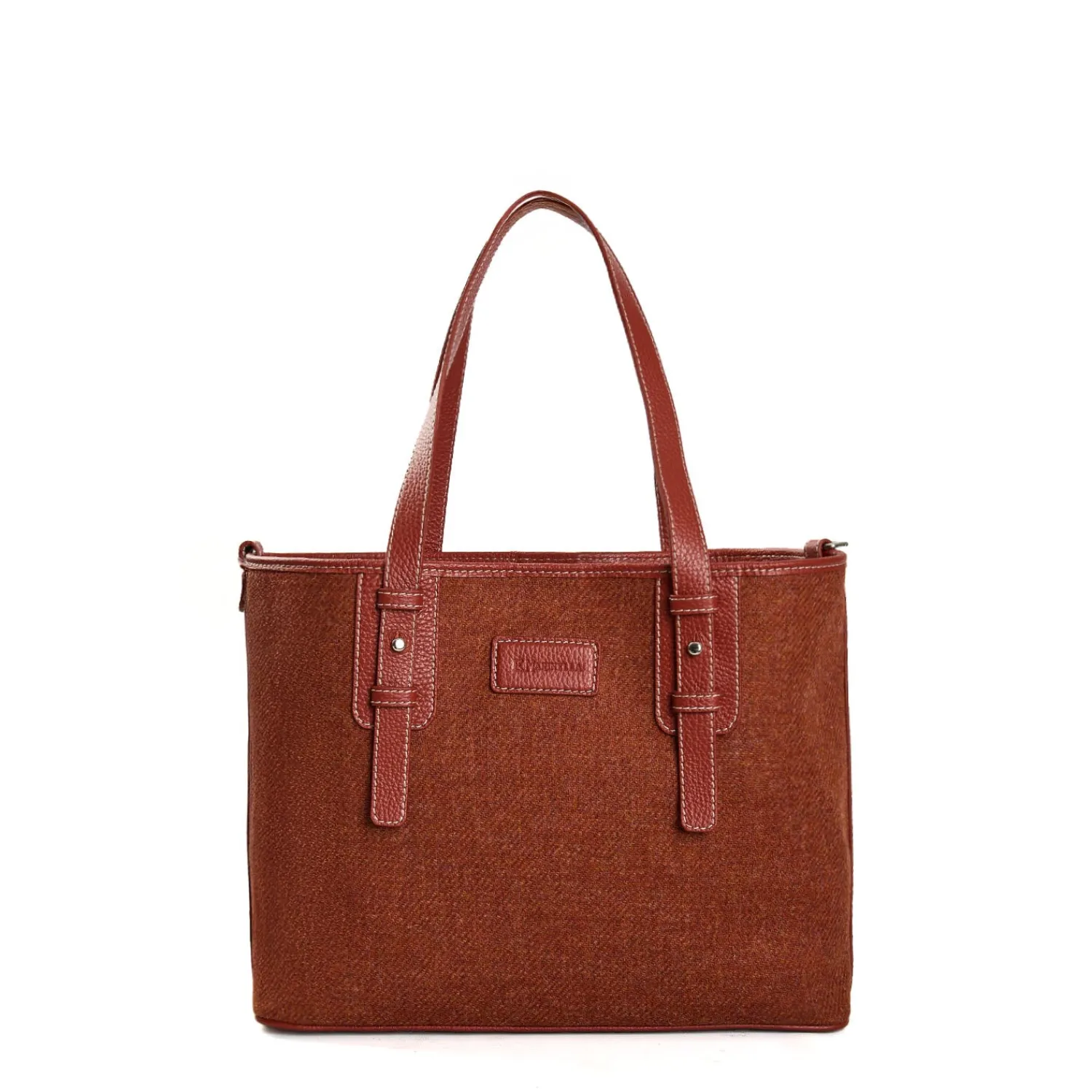 E.Marinella Tote Bag|TOTE BAG MIDI MARRONE CHIARO In lana e pelle