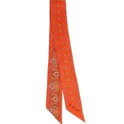 E.Marinella Twilly E Bandeaux|TWILLY IN SETA ARANCIONE Greek key floral