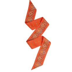 E.Marinella Twilly E Bandeaux|TWILLY IN SETA ARANCIONE Greek key floral